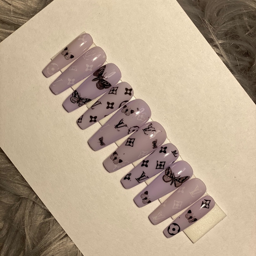 Purple Butterfly Press on Nails
